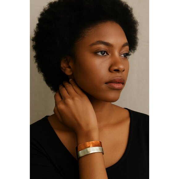 Vintage Copper and Silver-Tone Mixed Metal Cuff Bracelet - Picture 5 of 5